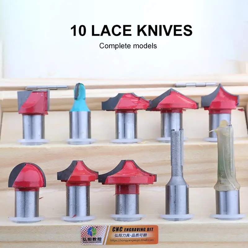 10 Piece Set  Woodworking Milling Cutter Fillet Trimming Door Frame Lace End Mill Tenon Cutter Engraving Drill Tenon Cutter