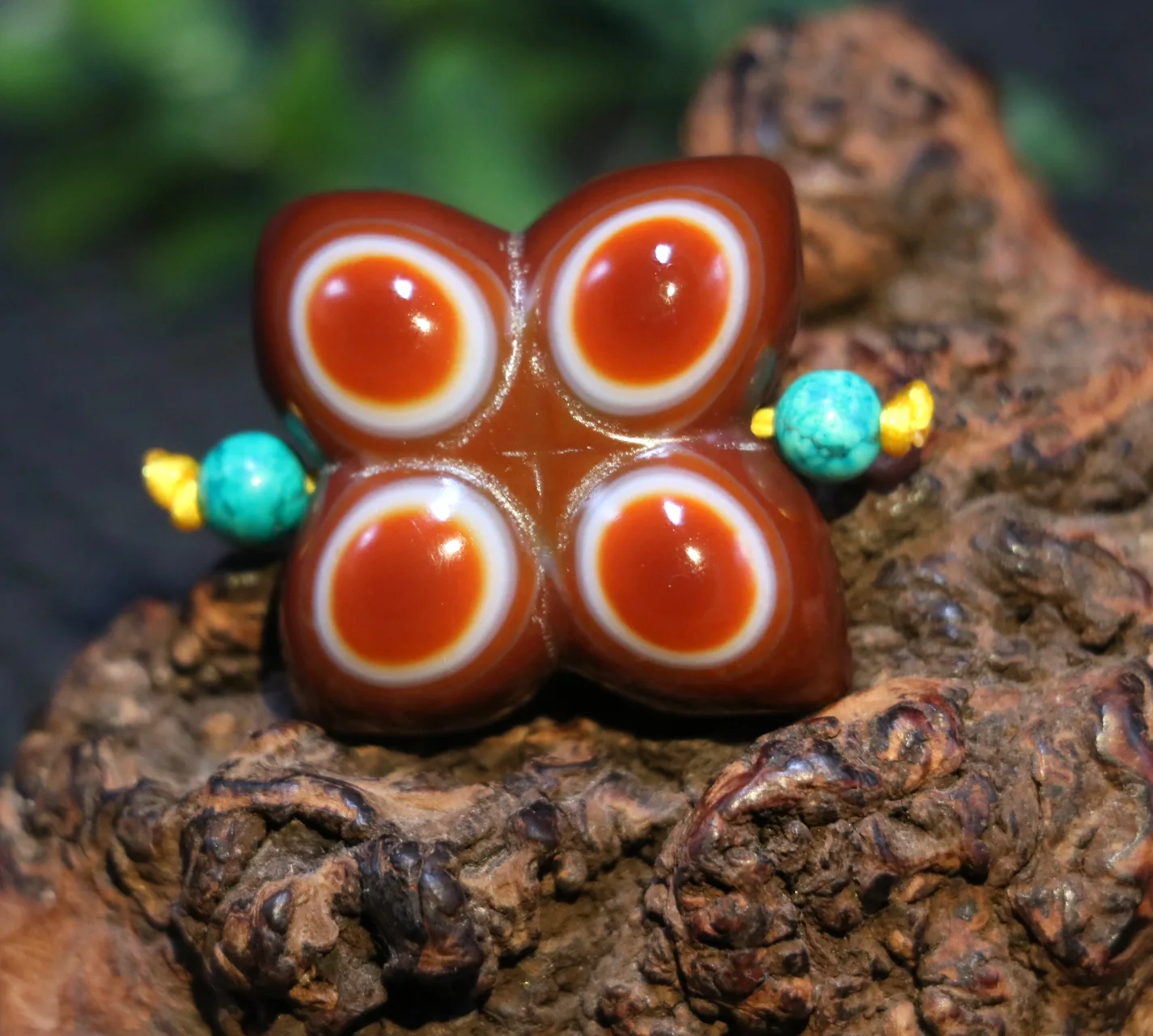 

Magic Power Tibetan Old Agate Red 4 Goat Heaven Eye Clover dZi Bead Pendant LL UPD1003B2 LKbrother Talisman Treasure UPD210923E5