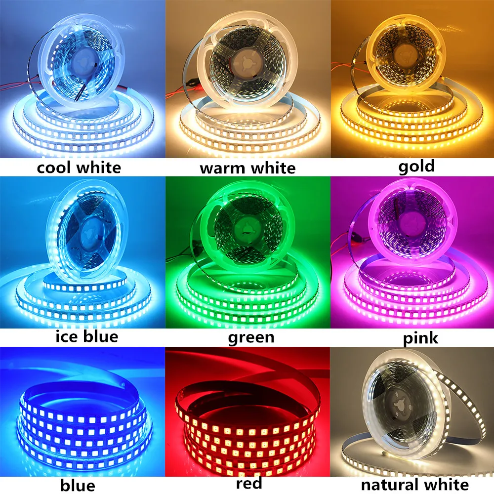 5m DC 12V LED Strip 5054 5050 IP21 IP65 IP67 Waterproof 60 120LEDs/m Natural White/Ice Blue/Red/Green Flexible Tape Light Lamp