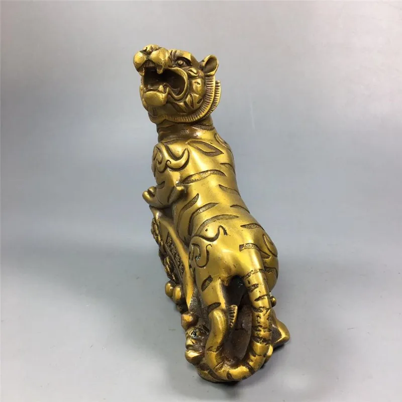 Chinese Old Copper Collection Pure Copper Tiger Scream Blessing Come