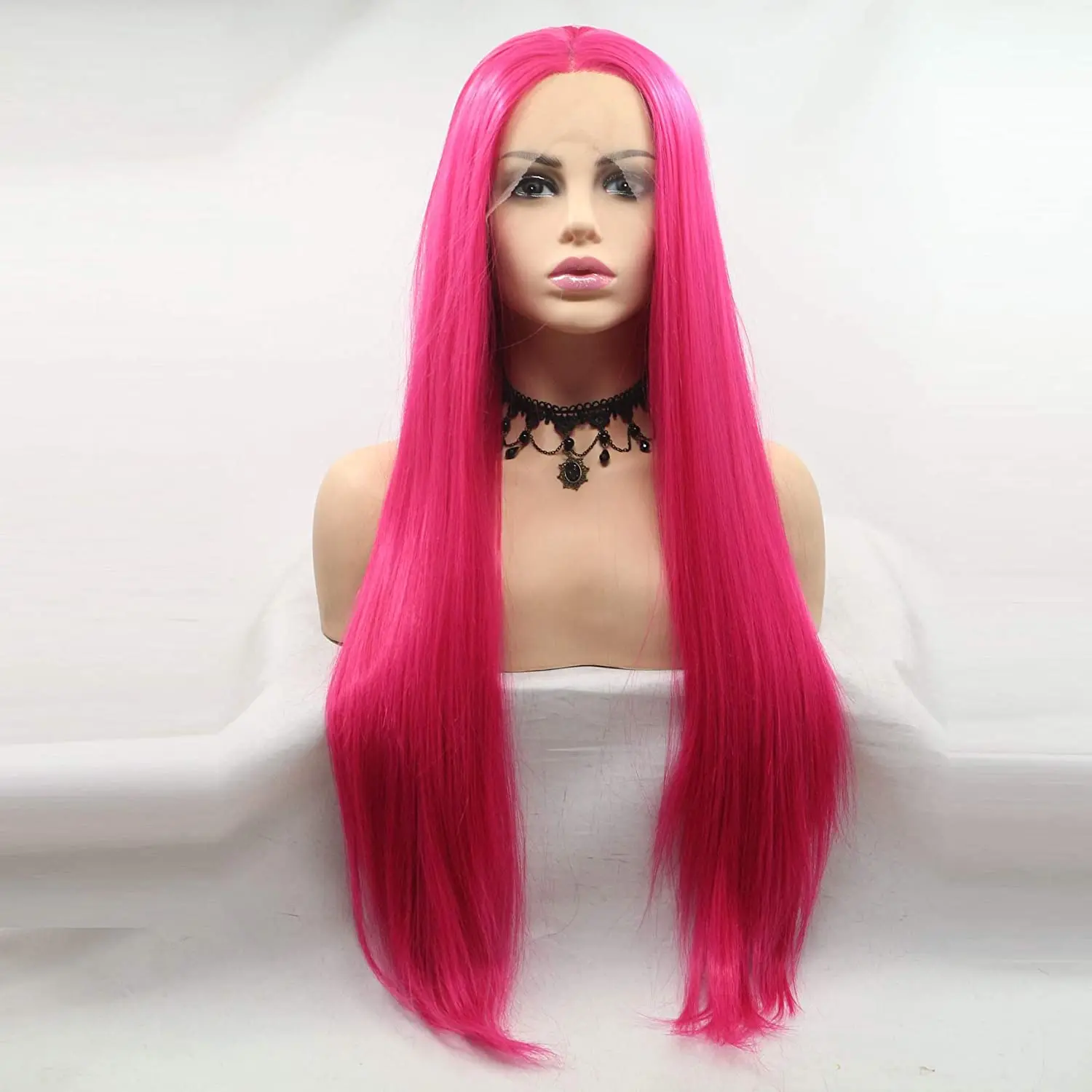 Sylvia Long Red Pink Wig Synthetic Lace Front Wigs Hair Long Soft Wig Hair Replacement Wig for Women