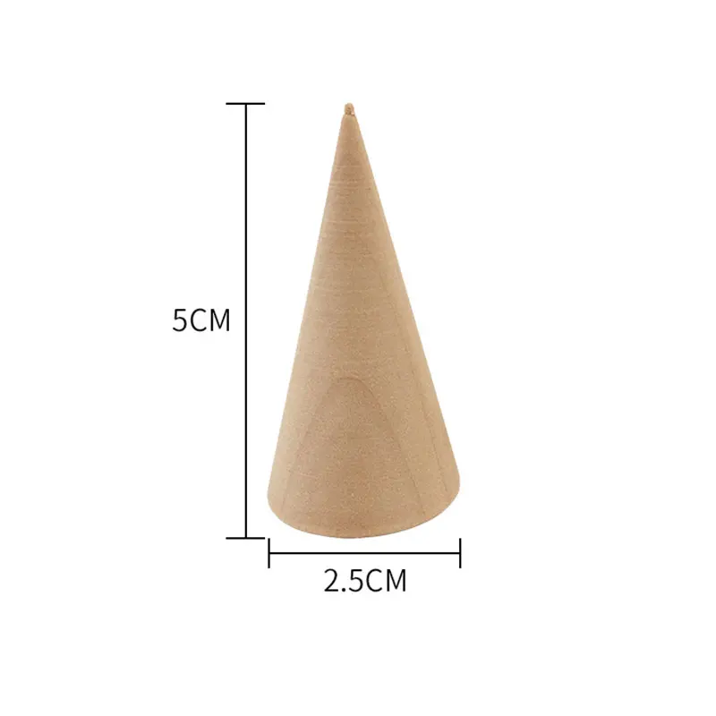 Wooden Cone Shaped Jewelry Display Shelf Ring Holder Ring Rack Storage Supplies Stand Ring Organizer Tools Jewelry Storage Craft