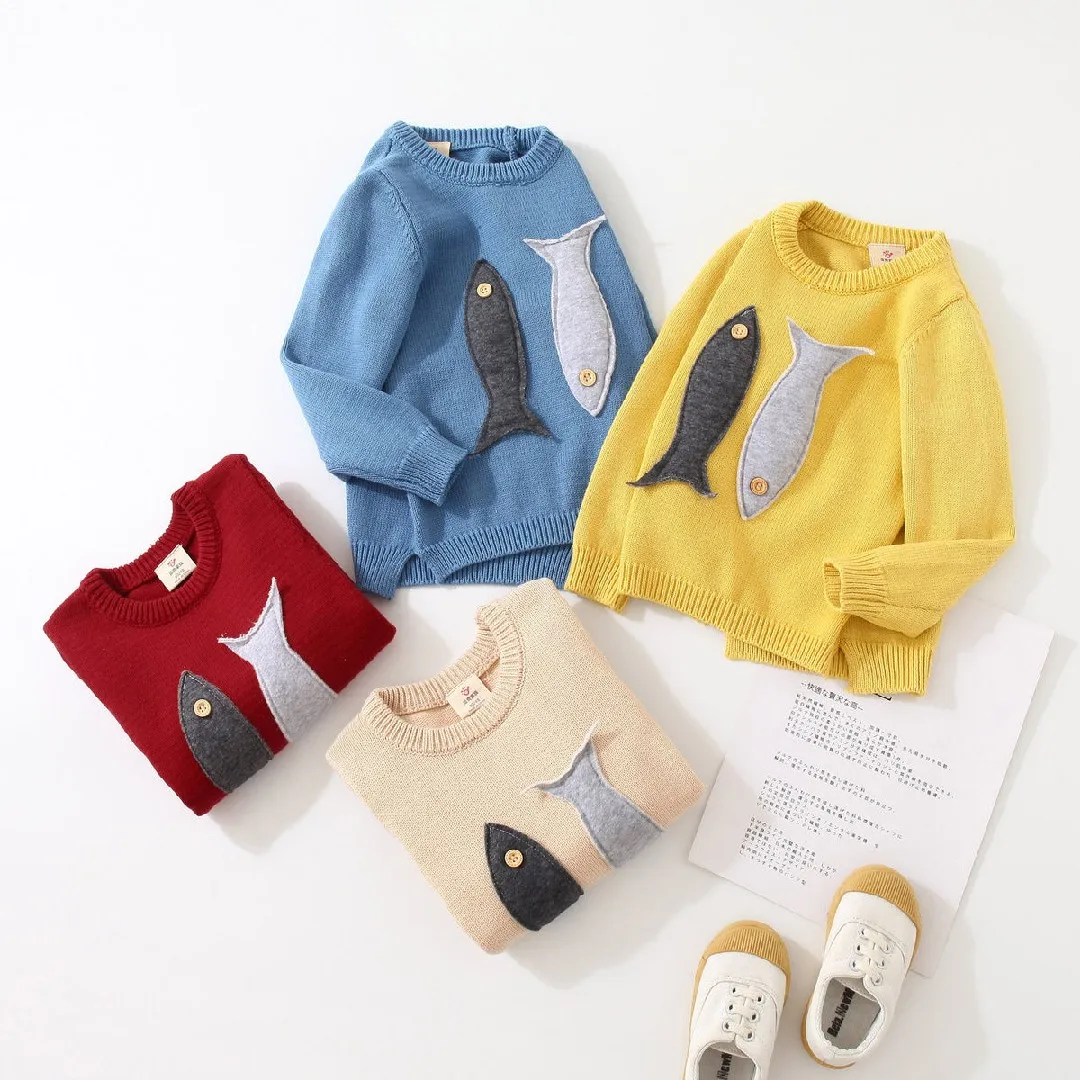 2024 Spring Autumn Winter 2 3 4 5 6 8 10 Years Teenage Christmas Gift O-Neck Knitted School Child Cartoon Baby Kids Boys Sweater