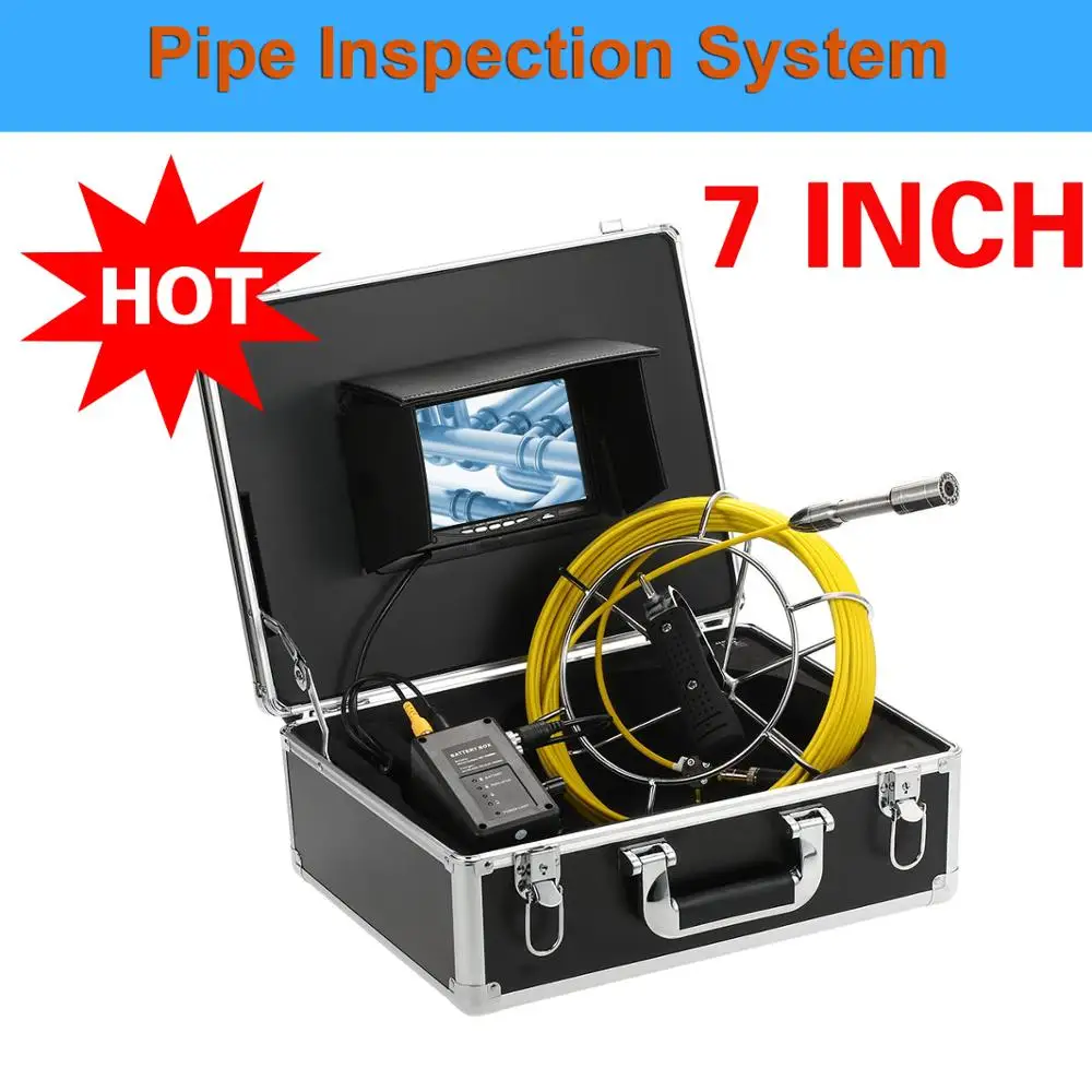 

20-50m Cable 23mm DVR Waterproof Drain Pipe Sewer Inspection Video Camera System 7inch 1000TVL Pipeline Endoscope 12pcs LEDS