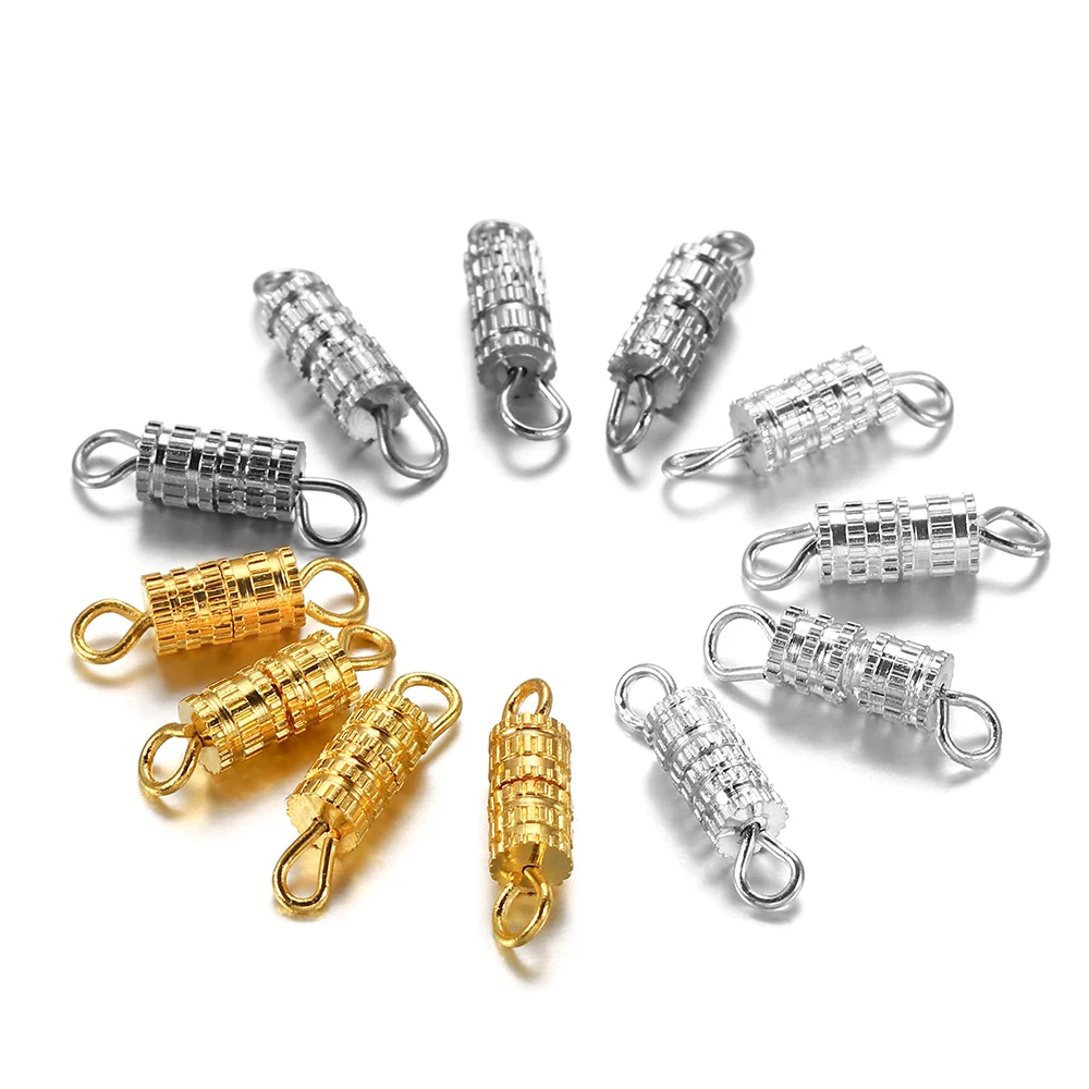 30pcs Cylinder Fasteners Buckle Closed Screw Clasps for Bracelet Connectors for DIY Jewelry Making Accessories Findings Supplies