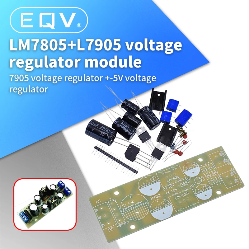 AC5-12V to DC5V/12V two channel output LM7805+L7905 voltage regulator module 7805 voltage regulator kit voltage regulator module