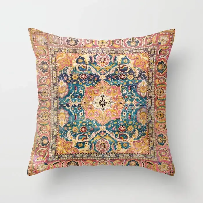 European and American Retro Ethnic Style Pillow Cover Embroidered Pillow Cushion Chinese Style Picture Printing Throw Pillowcase