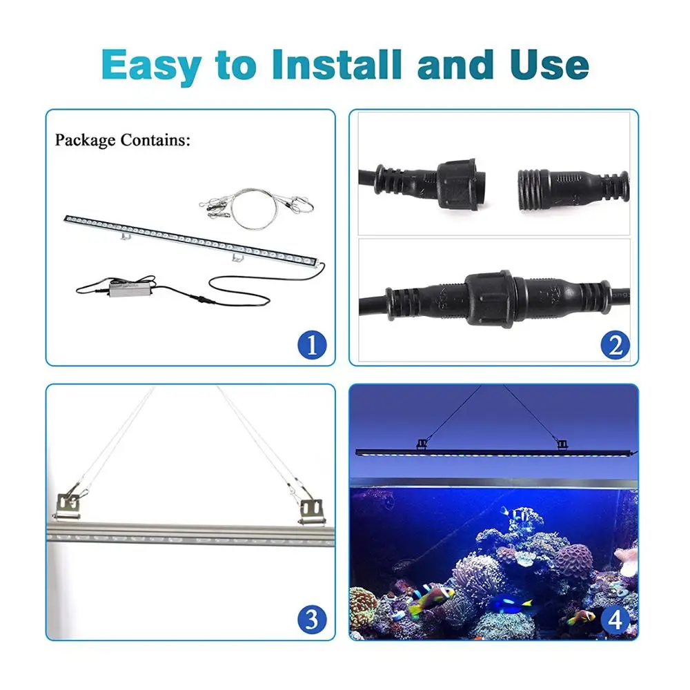108w Led Aquarium Light Bar Strip Lamp Waterproof Hydro Tube Fish Tank Marine Lighting Reef Coral Plant Growth Freshwater Lamps