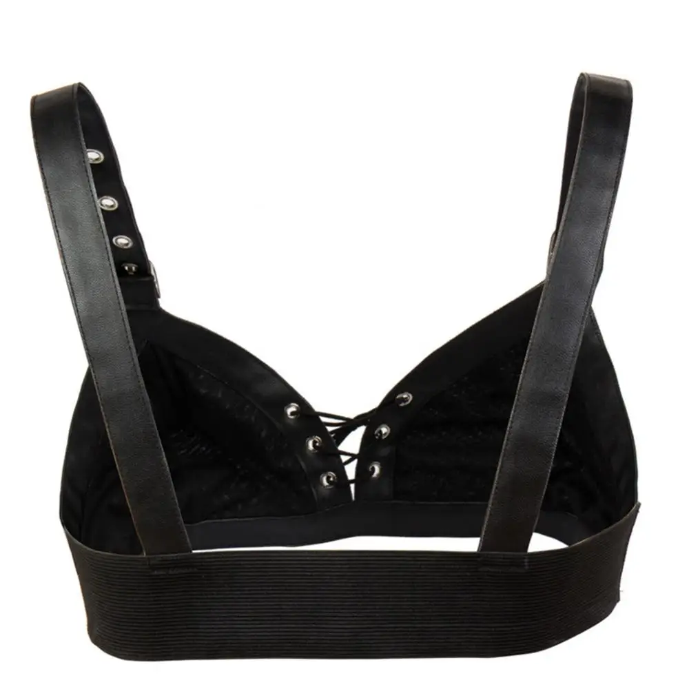 Gothic Style Sexy Women Bras Adjusted Straps Wire Free Bras Steampunk Faux Leather Cotton Bras No-Rim Bras Tops Femme Underwear