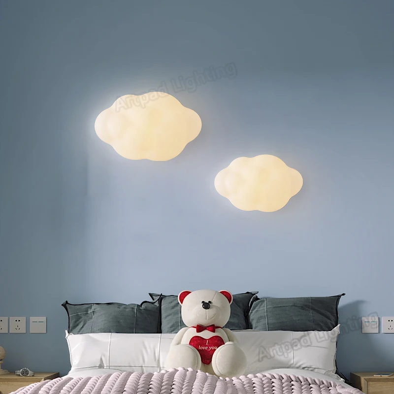 Cloud LED Lights Decoration For Wall Bedroom Bedside Lamp for Children\'s Room Bedroom Bedside Wall Lamp with Plug Switch