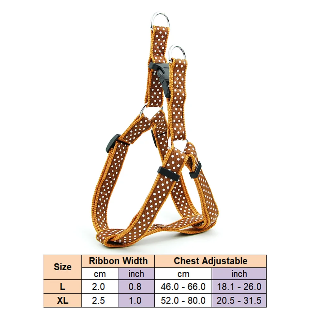 Dog Harness Leash Pet Products Adjustbale Dot Printed Harness and Leash Outdoor Walkding  for Large Dogs