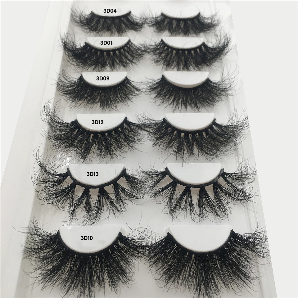 สีแดงไซเรนMink Eyelashesแต่งหน้า 25 มม.ขนตาขายส่งยาวยุ่งขนตาธรรมชาติMaquillaje 3D Mink Lashes