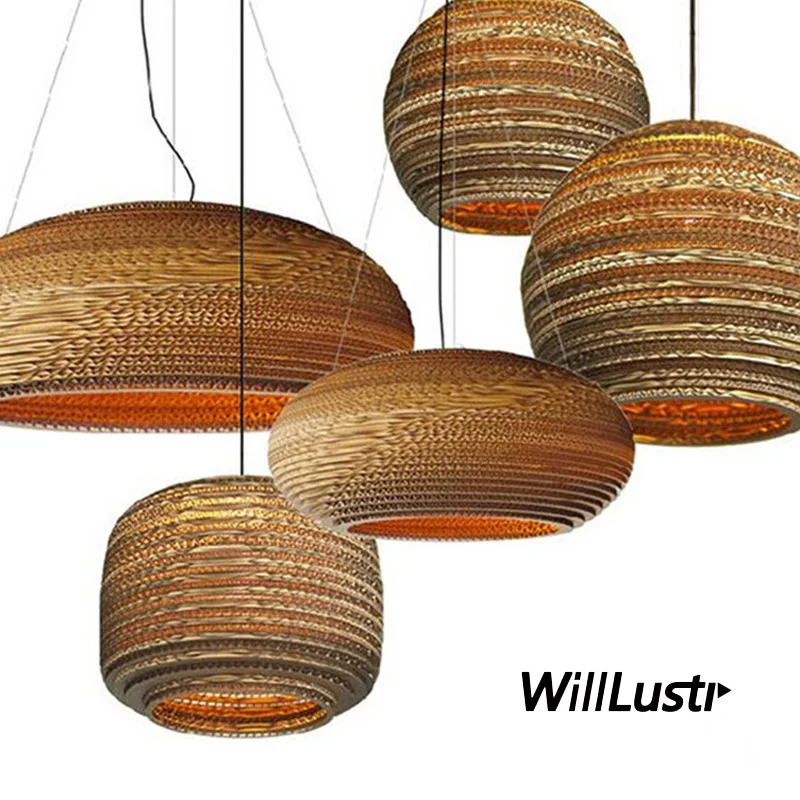 

Corrugated Paper Pendant Lamp Hotel Cafe Bar Store Kitchen Southeast Asian Hanging Light Beehive Suspension Ceiling Chandelier