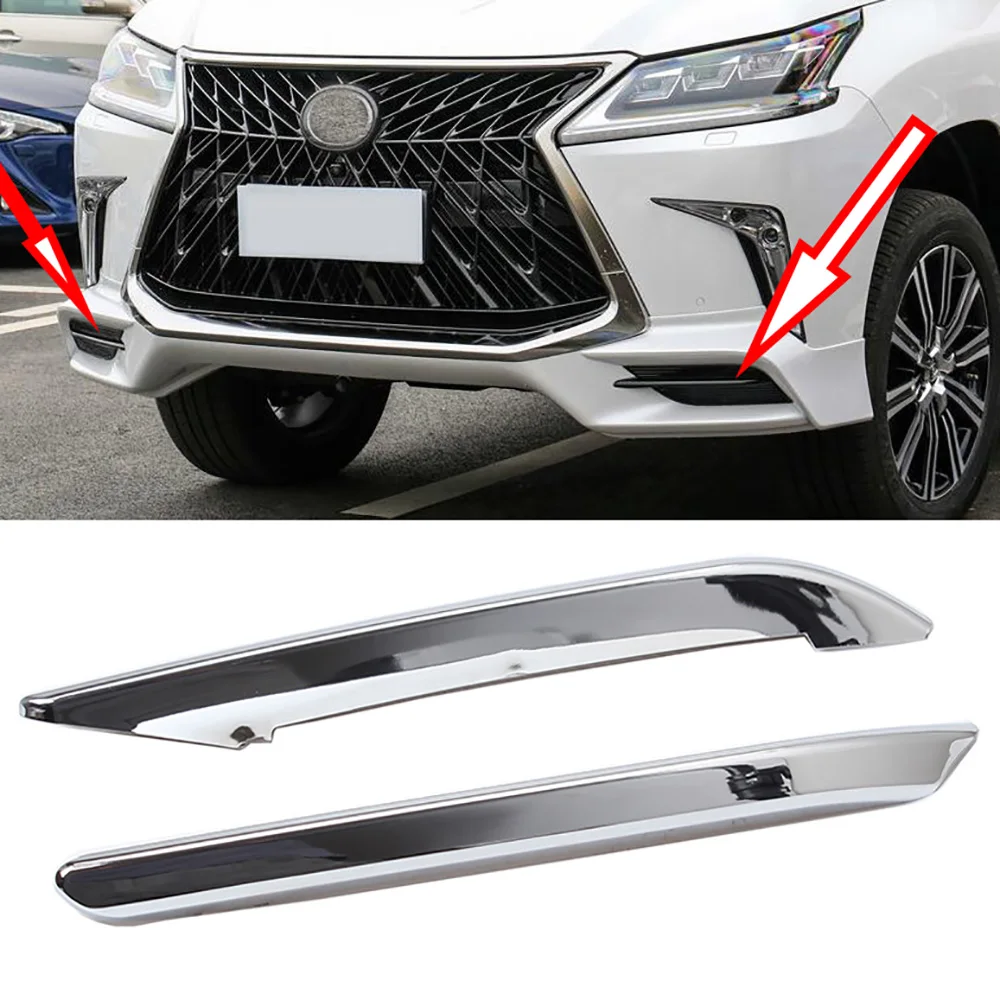 

For Lexus LX570 2016 2017 2018 2019 2020 ABS Chrome 2pc Car Front Bumper Side Vent Splitter Lip Trim Fog lamp eyebrow decoration