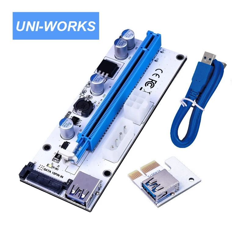 Extensor PCI-E Riser PCI Express Card ver 009s 008 010s 1x a 16x USB3.0 SATA a 4Pin IDE Molex Power para BTC Miner Machine, 3 uds.