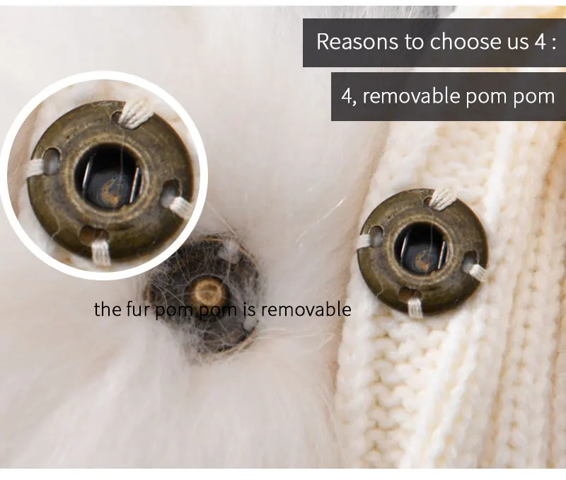 JX Watcher Winter Doppel Echtpelz Pom Pom Hut für Kinder Baby Strick mützen mit zwei Pelz Pompons Jungen Mädchen hochwertige Mütze Mütze – Detail 14