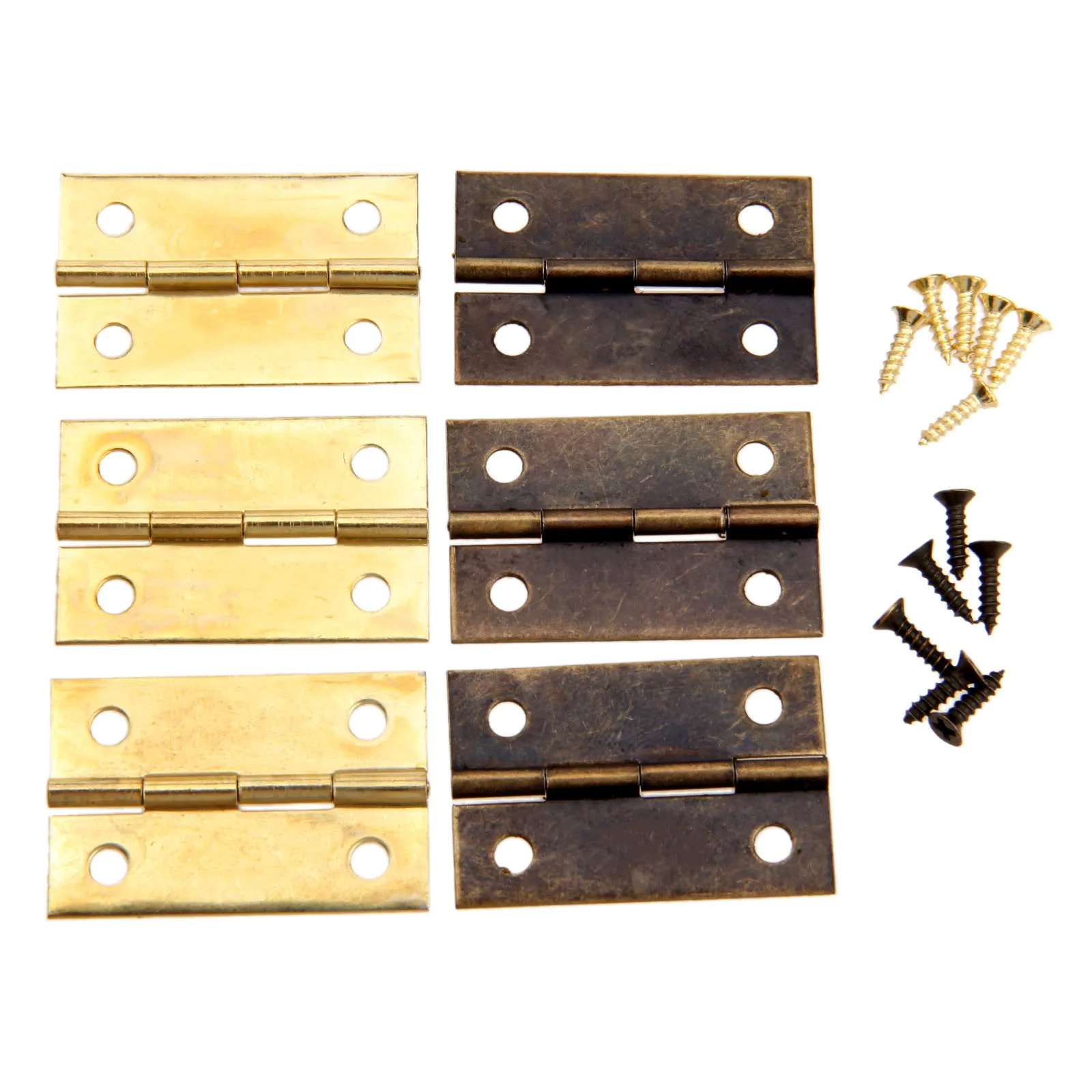 4pcs Hinges 34*32mm Iron Gold/Antique Bronze 4 holes Iron Decorative screw Vintage Wooden Jewelry Box Cabinet Furniture Fittings