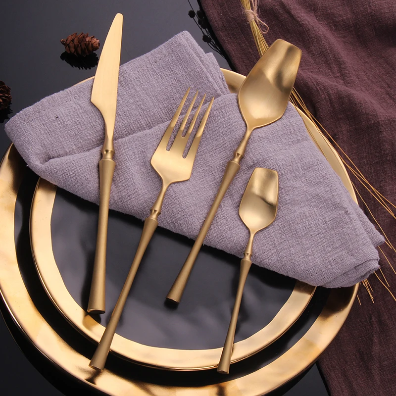 Cutlery Set Golden Kitchen Set  Gold Stainless Steel Cutleri Set Gold Spoon Kitchen Fork Spoon Golden Cutlery Stainless Steel