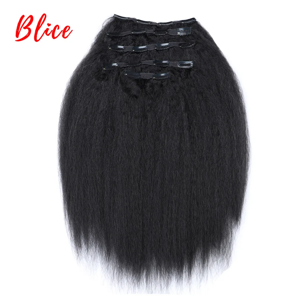 Blice-Pinzas de pelo sintético, extensiones de cabello largo y rizado, resistente al calor, 16-20 pulgadas, 5 unidades por juego