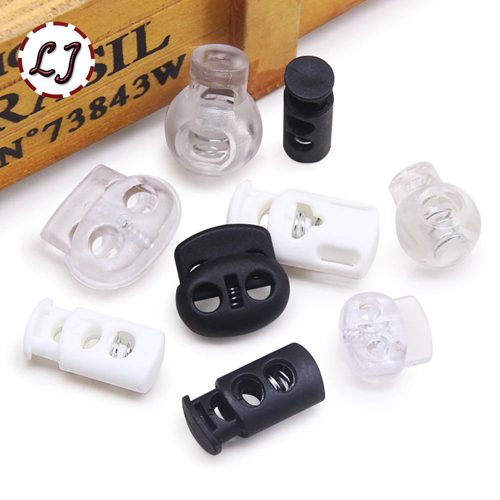 New 10pcs Cord Lock Plastic Stopper Cord Ends Toggles Clip Buckle Button Clear Frost Shoelace Sportswear DIY Bag Accessories