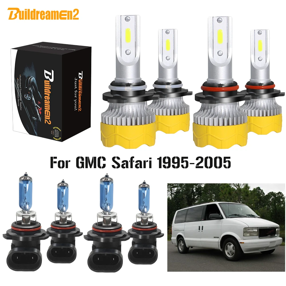 Buildreamen2 4 X Car Headlight High Low Beam LED Halogen Headlamp Bulb 12V For GMC Safari 1995-2005