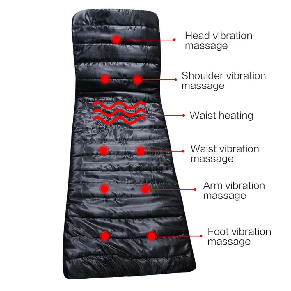 Electric Body Massager Fatigue Vibration Massage Bed Infrared Back Waist Massage Cushion Mattress for Back Full Body Relaxation