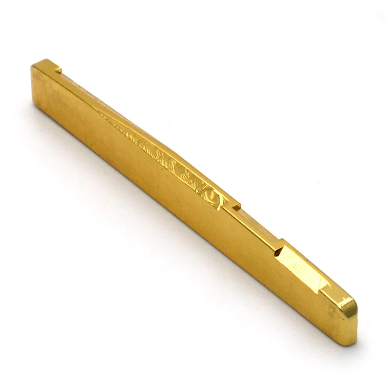 Ohello 6 String Slotted Brass Gold Plated Acoustic Guitar Nut and Bridge Saddle Guitar Parts Gold 72/76x3x7.8mm 42/43.2x3x5.5mm