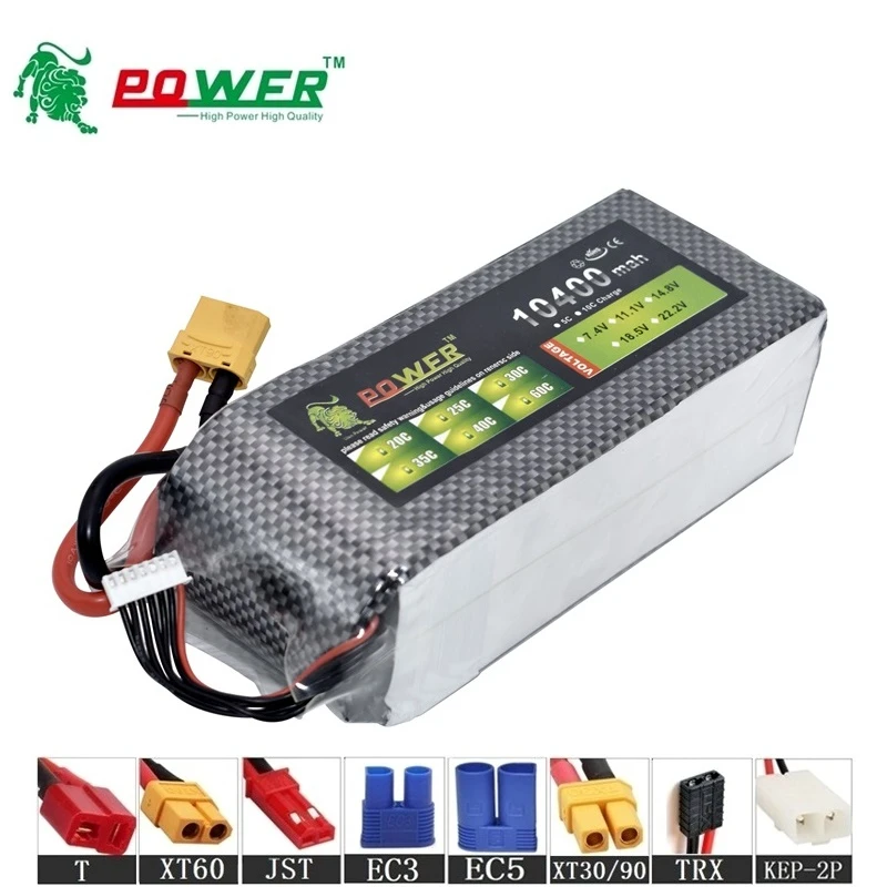 High Capacity MAX 60C 2s 3s 4s 6s 10400mah 7.4v 11.1v 14.8v 22.2v Rechargeable Batterry For RC Car Boat Drones upgrade 10000MAH