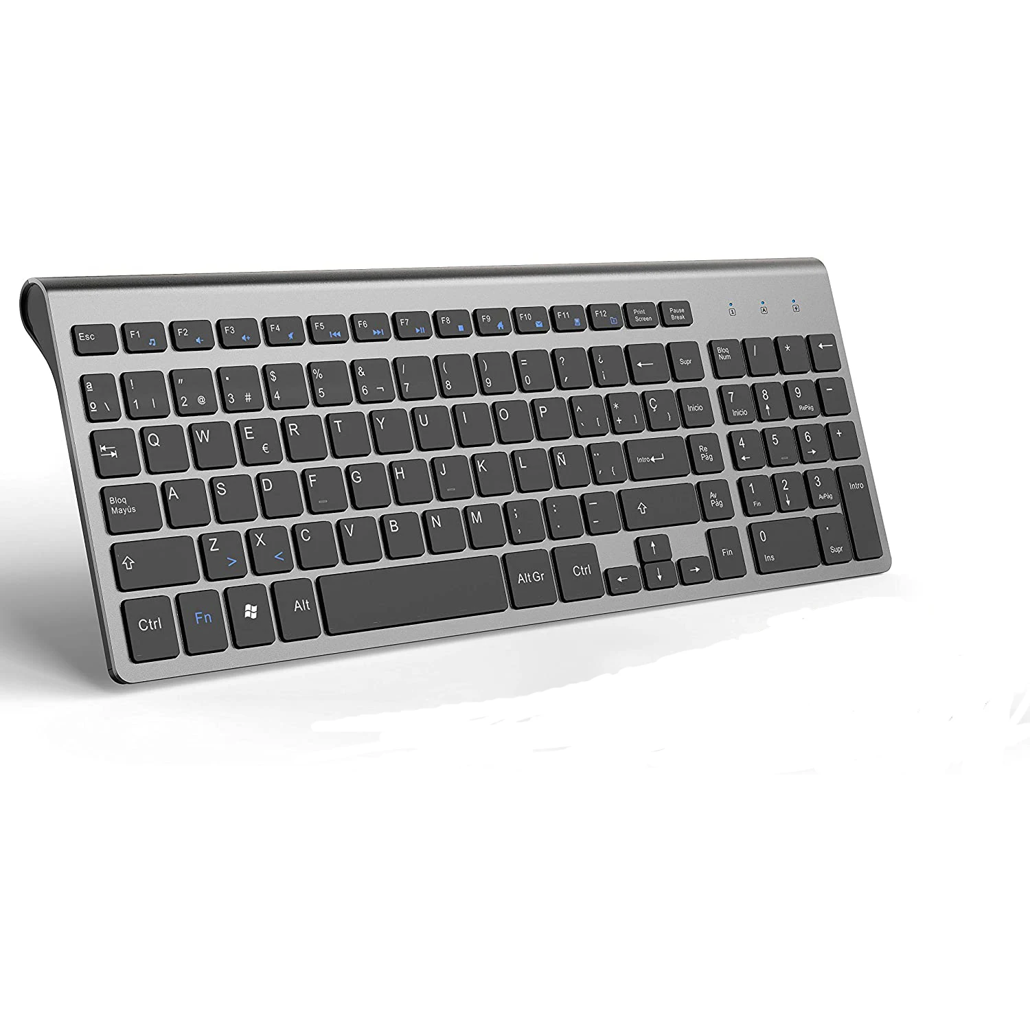 Teclado sem fio, 2.4G fino e compacto, com teclas numéricas, layout espanhol, adequado para IMac/Mac, MacBook, laptop (preto e cinza)