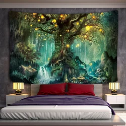 Christmas forest fairy tale mushroom castle home decoration tapestry psychedelic scene bohemian background wall hanging sheets