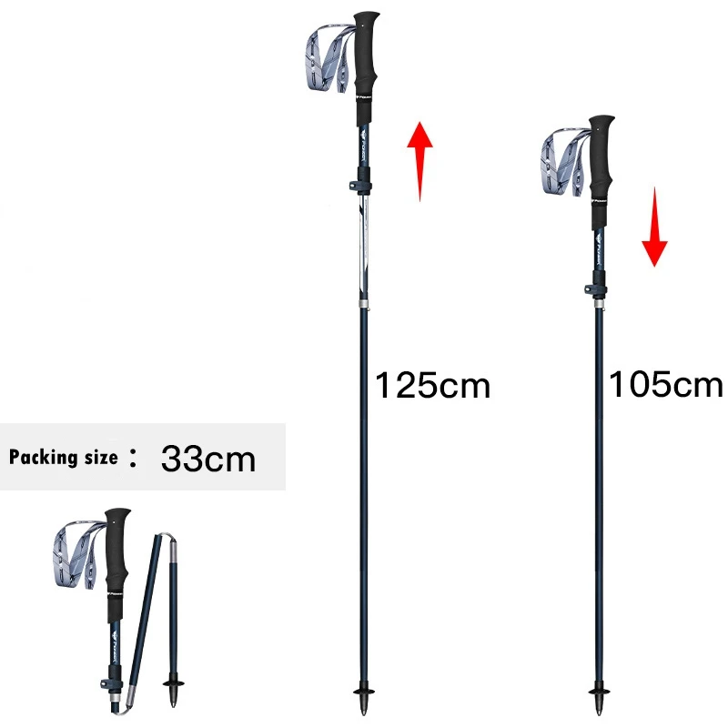 Pioneer 2 Pcs Carbon And Aluminum Alloy Walking Sticks With Quick Lock  5 Sections Ultralight Portable For Trail Running Outdoor image 6