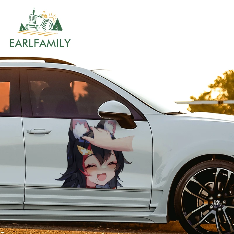 

EARLFAMILY 43cm x 33.7cm For Ookami Mio Peeker RV Car Stickers Anime Car Assessoires Decal Vinyl Waterproof Sunscreen Sticker