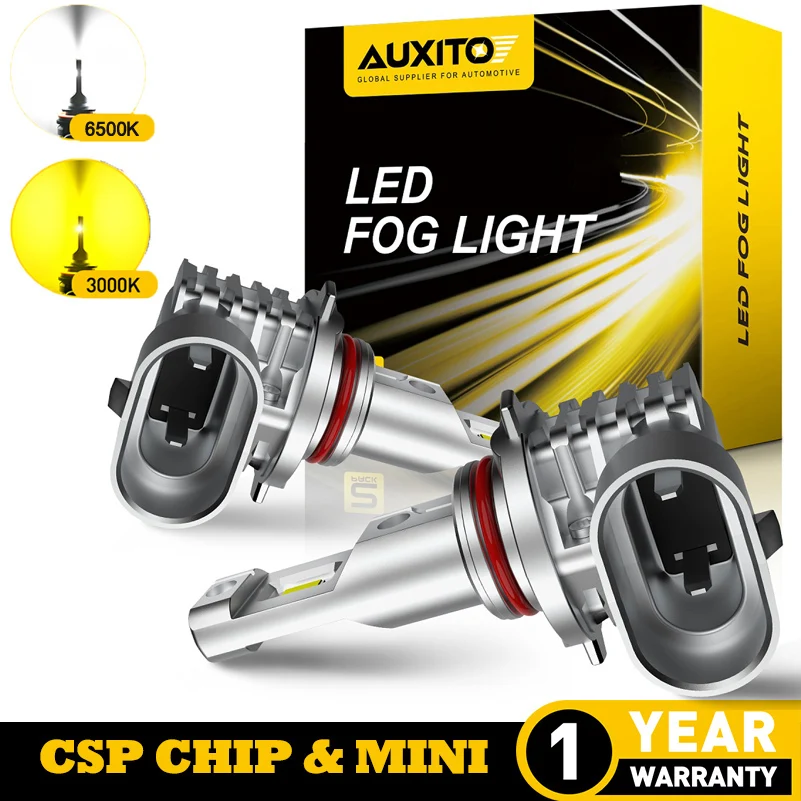 AUXITO 2x H11 H10 LED Yellow 3000K White 6500K Fog Lights Canbus CSP LED H8 H16JP Car DRL Lamp For VW Passat B5 B6 B7 Golf 4 5 6