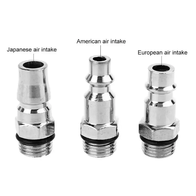 US JP EU Type Set 3PCS Heavy Duty Air Hose Fittings 1/4 NPT Tools Plug Compressor Quick Coupler