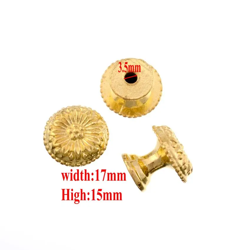 Free Shipping 4PCs Golden Jewelry Wooden Box Pull Handle Dresser Drawer For Cabinet Door Round 17x15mm F1093