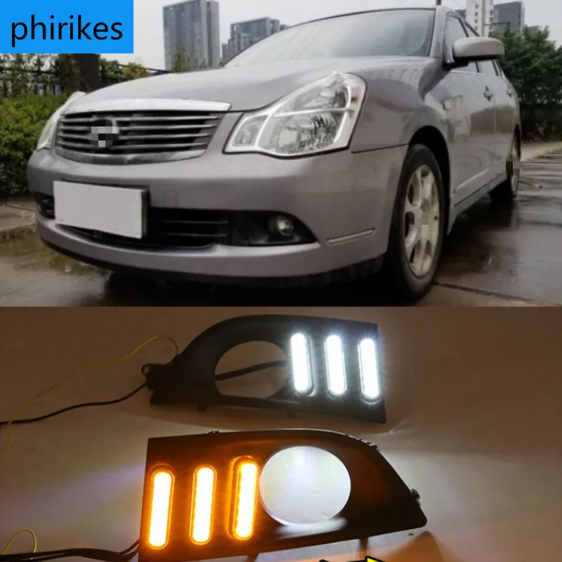 

2pcs For Nissan sentra Sylphy 2006 2007 2008 LED DRL Daytime Running Lights Daylight yellow turn Signal lamp