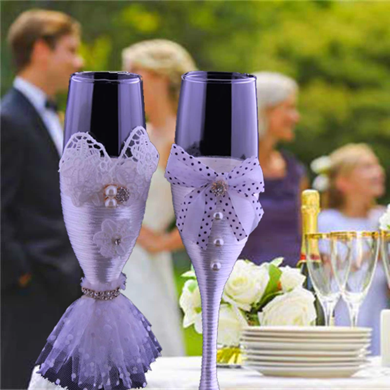 

26 Styles white wedding toasting glasses wedding champagne glasses gift for wedding party decoration