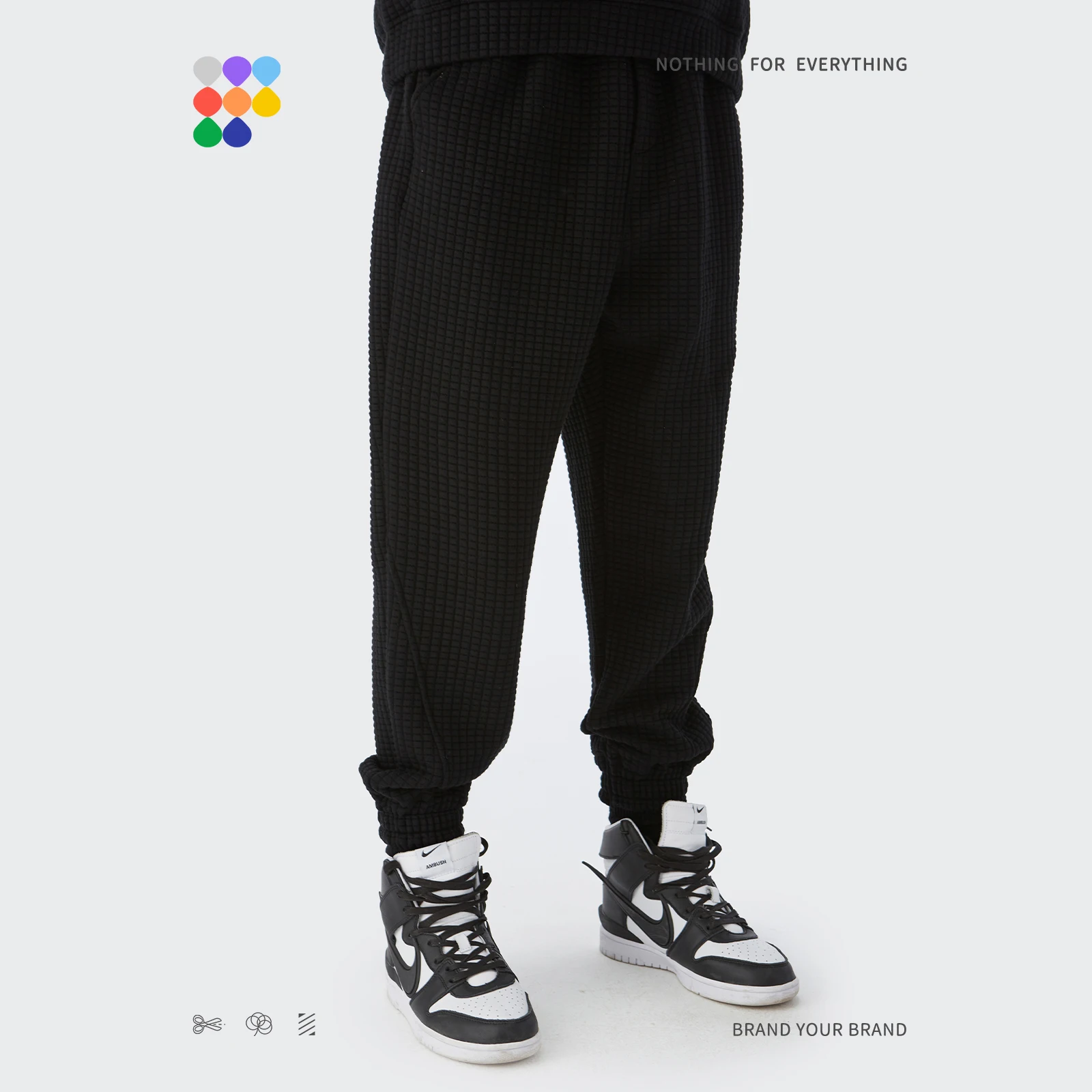 อัตราเงินเฟ้อฤดูหนาวหนาสบายๆกางเกงคู่แฟชั่นวาฟเฟิลถักกางเกงผู้ชายธรรมดา Joggers กางเกงกางเกงผู้หญิง