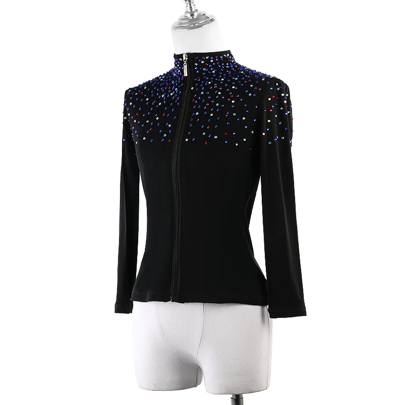 Custom Figure Skating Jackets For Girls Children High Quality Crystals Women Skiing Ice Skating Dress Training Clothes