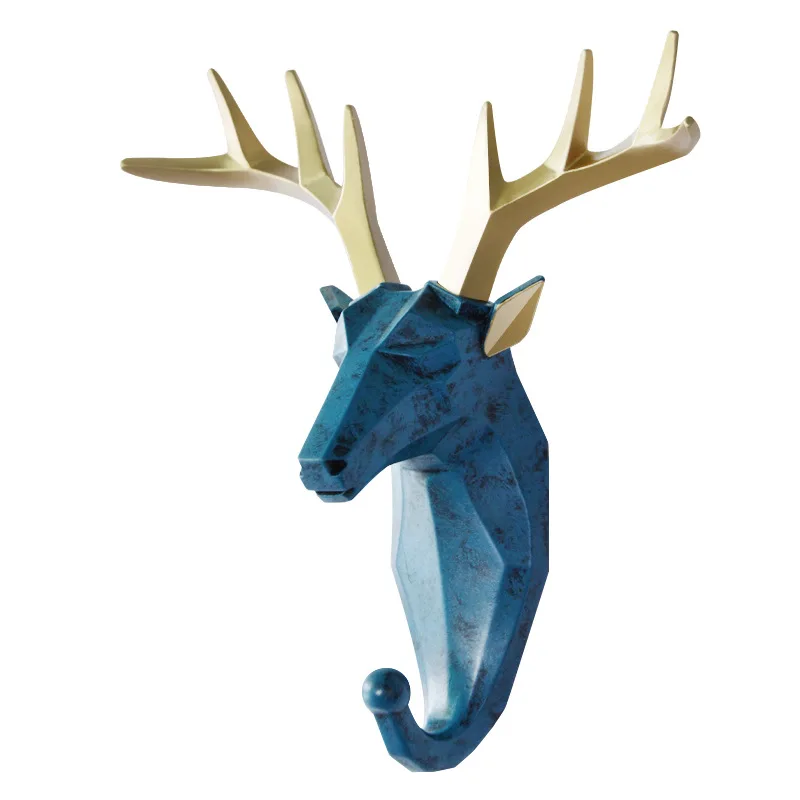 1Pc 3D Wall Hangers Deer Head Animal Self Adhesive Hook Keys Wall Sticky Mount Holder Punch-free Key Hanger Home Storage