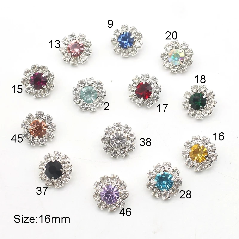 Shiny 16MM Clothing Decoration Buttons rhinestone DIY hand-sewn  Romantic evening dress Ornament Ornamental accessories