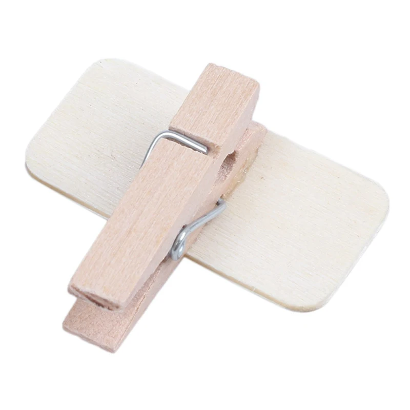 50 Mini pizarra de madera para mensajes, panel con clip rectangular, tarjeta, etiqueta, precio de marca, lugar, número, Mesa