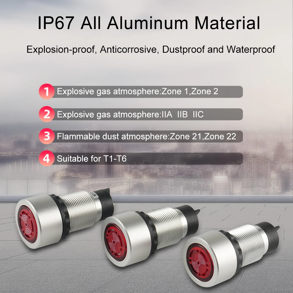 30mm Waterproof Buzzer 12V 220V Flash Alarm Signal Light for Electrical Control Panel HVAC DIY Projects Boat Red Explosion Proof