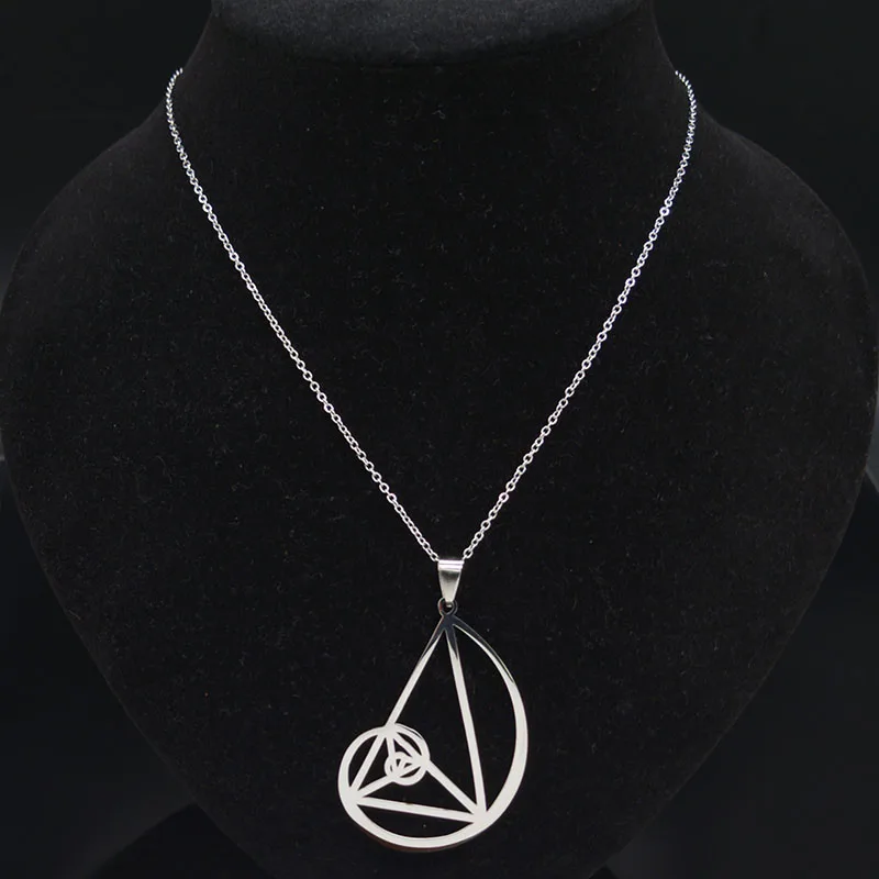 Dolden Triangle Stainless Steel Necklace - Fibonacci - Golden Ratio Pendant (3.5mm) size With 50cm Chain Jewelry N431S02