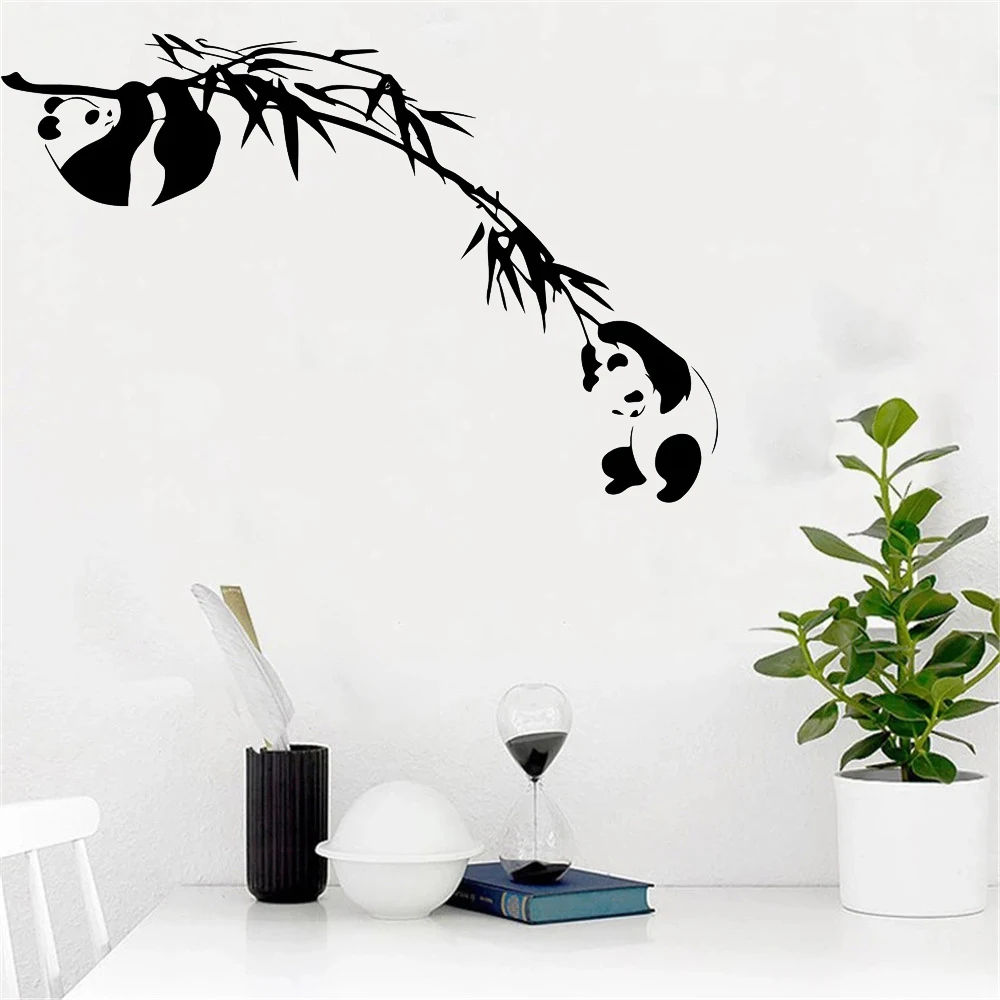 chinese panda bamboo 34*57cm wall stickers for kids rooms home decor cartoon vinyl wall decals diy mural art