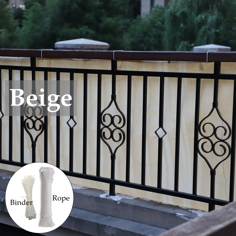 Beige HDPE Balcony Privacy Net Fence Shielding Anti-UV Wind Protection Apartment Balcony Terrace Shelter Privacy Net