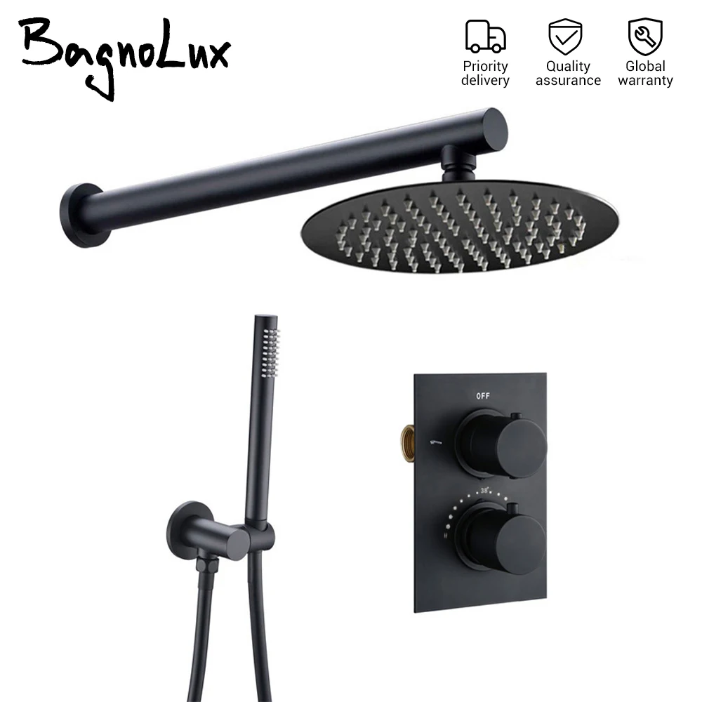 Black Shower Head Set Contemporary Home Hotel Bathroom Wall Hanging Polishing Shower Bathroom Faucet Shower Facility With 8 Head