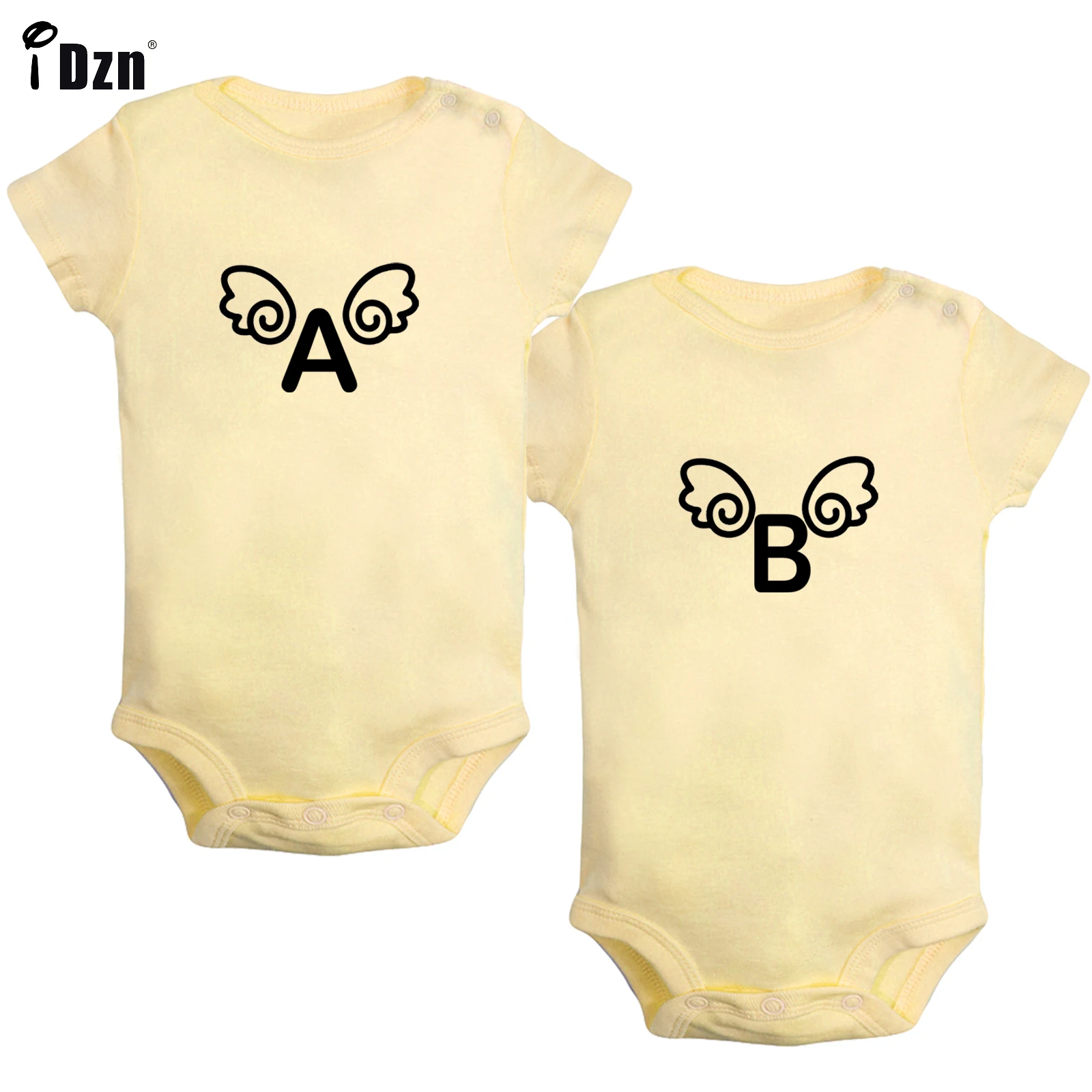 

Shower Gift Baby Twins Summer Clothing Garland A&B Cute Angel Wings Baby Bodysuit Soft Cotton Rompers Newborn Jumpsuit Pack of 2