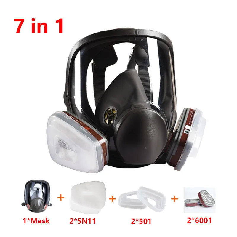 Full Face Mask Safety Gas Mask Face-Piece Respirator Painting Spraying Chemical Laboratory Face Masks with Carbon Filters