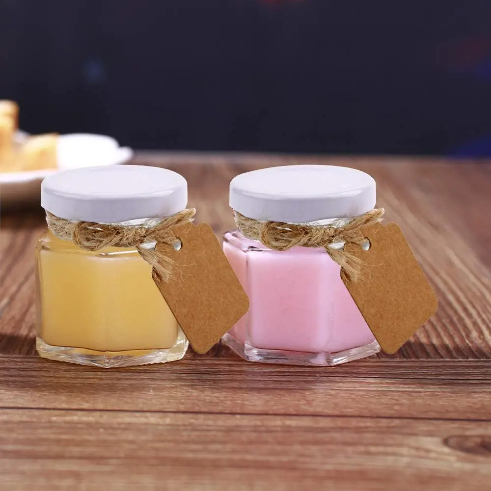 Small Mason Jars,  Small Glass Jars Mini Honey Jars Clear Hexagon Jars with Lids mini glass jar